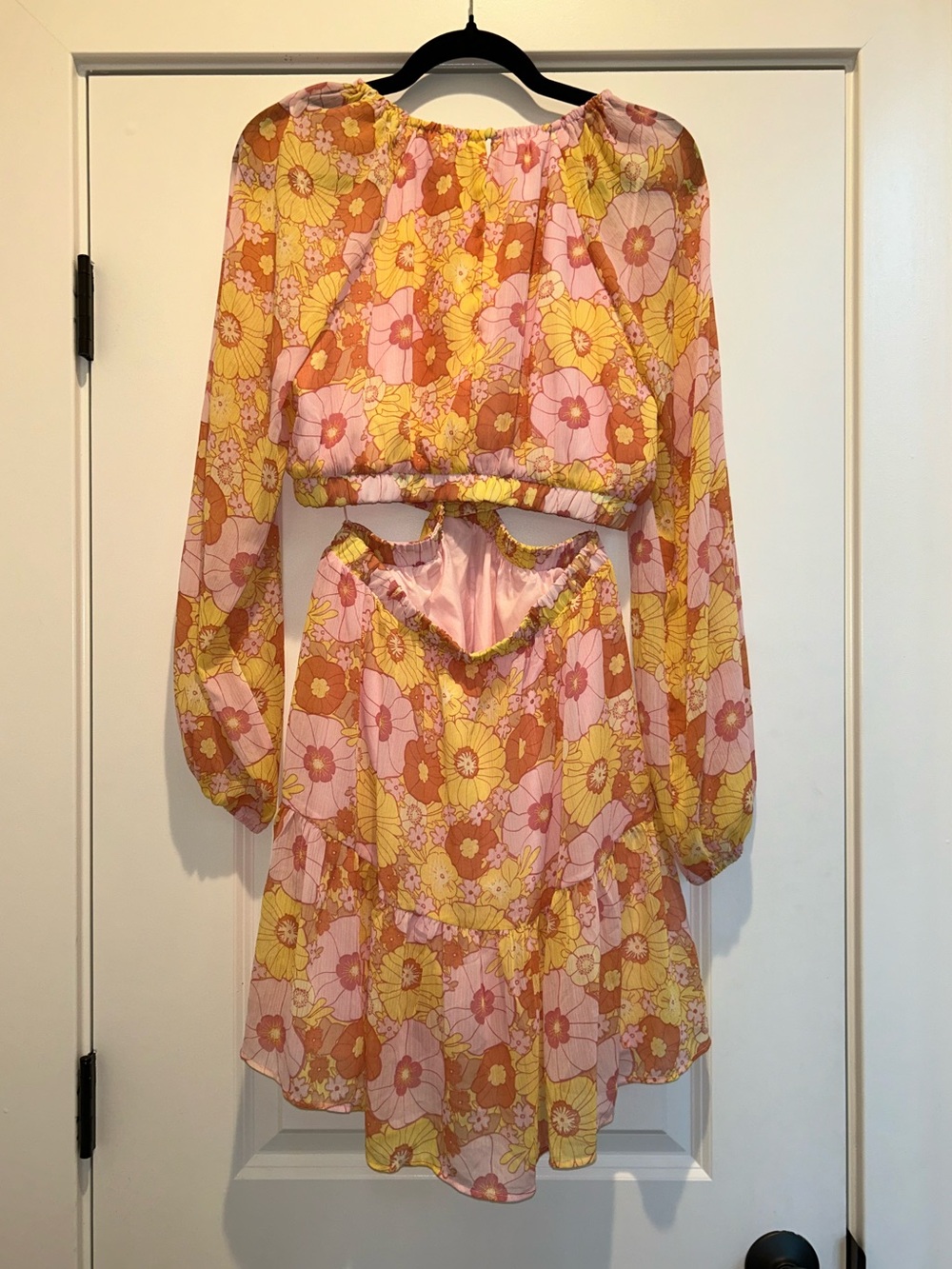 Steve Madden Cadi Mini Dress Floral Cutout Long Sleeve Boho Size M NWT - Picture 6 of 6